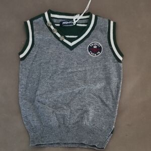 Primigi Gray Knit Vest with Green Trim Size 18 Months